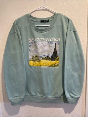 Van Gogh Sage Green Aesthetic Graphic Sweatshirt XL ✨
